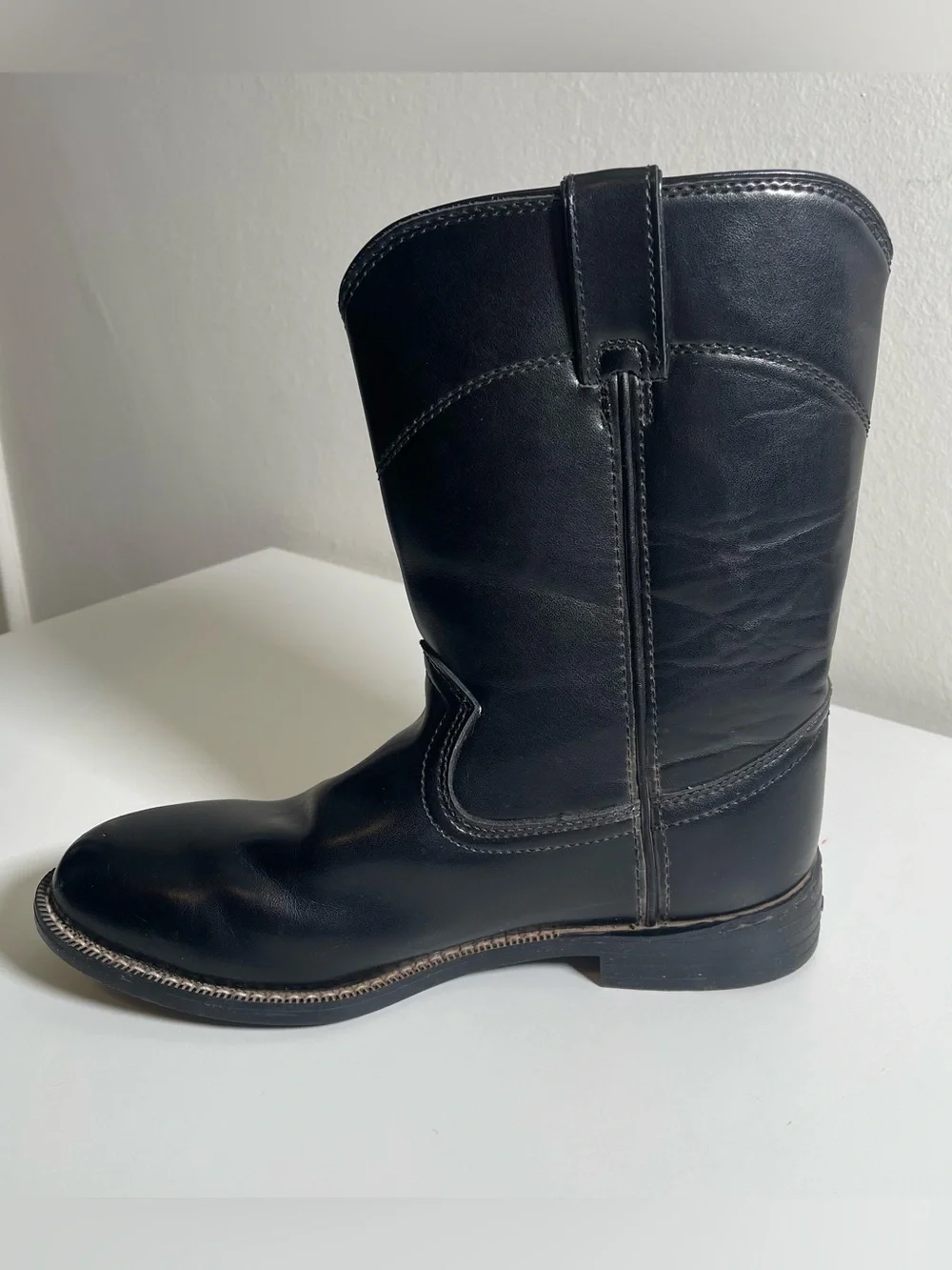 Justin Boots Temple Round Toe Cowboy Mens Black Casual Boots JB3000 Size 10.5 D